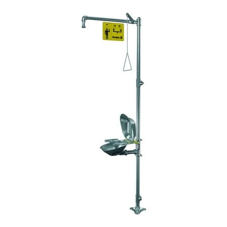 Bradley Bradley S19314SC Halo Stainless Steel Eye-Face Wash, Bowl Cover and Showerhead, 1-1/4" Water Supply S19314SC